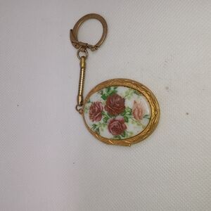 Vintage Floral Gold Keychain Locket
